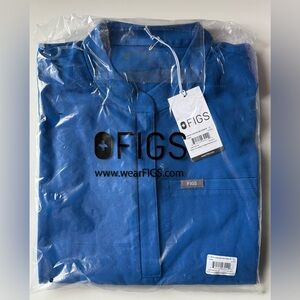 FIGS Women's Montex Classic Mock Neck Scrub Top Royal Blue Size XL New